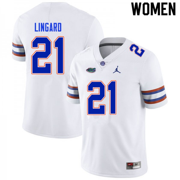 Women #21 Lorenzo Lingard Florida Gators College Football Jerseys White